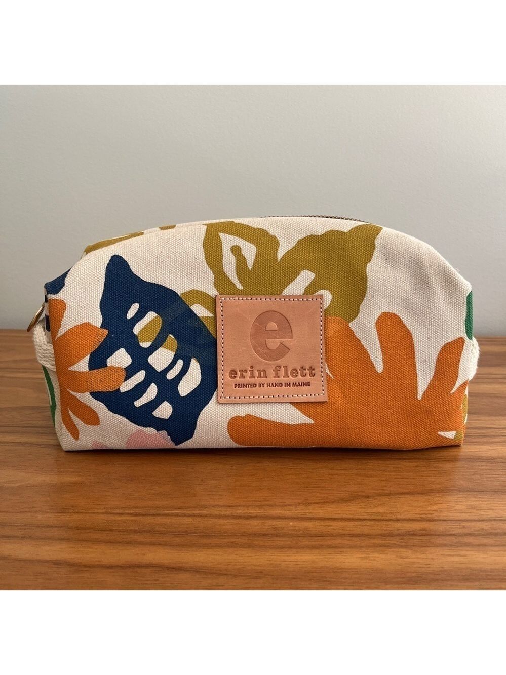 ERIN FLETT Garden Pattern Canvas Dop Kit Travel Bag Botanical Made USA Vacation
